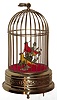 German two singing birds in a brass cage, later 20th century