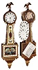 Mason and Sullivan kit reproduction "Willard" gold front 8 day weight driven banjo clock, c1980, with second partially built example.