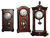 Clocks- 3 (Three) Hamburg American Clock Co. German small 8 day time only wood pendulum mantel clocks, c1900