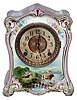 Ansonia Clock Co., New York, "La Cumbre" 8 day time and strike Royal Bonn porcelain mantel clock, c1895