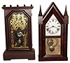 Clocks- 2 (Two) Connecticut mahogany 8 day time and strike mantel clocks, Seth Thomas and Jerome, mid to late 19th century
