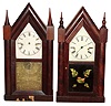 Clocks- 2 (Two) mahogany Connecticut 30 hour time and strike steeple clocks, Waterbury and Jerome, mid 19th century