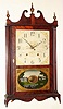 E. Terry and Sons, 30 hour time and strike wood movement pillar and scroll shelf clock, c1828