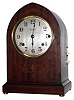 Seth Thomas Clock Co., Thomaston, Conn., "Sonora Chime No. 264" clock, 8 day, time, strike and chime on 8 bells, spring driven movement in inlaid mahogany case with silvered metal dial, c1915