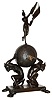 French bronze figural clock, "Lady Liberty", 8 day, time and strike, spring driven movement with platform escapement all on a marble base (not pictured), c1900