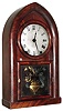 Brewster and Ingrahams, 8 day, time and strike, Kirk's Patent Iron back plate beehive shelf clock, c1845