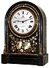 Anglo-American, 8 day, time and strike, ebonized case with MOP inlay mantel clock, c1860