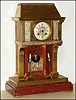 French, Vicenti and Cie, 8 day, time and strike, Industrial "Cooking Pot" mantel clock in the form of a large fireplace with an original fireplace crane, a cook pot and andirons. Pot hangs from the crane and acts as the pendulum. Movement is also marked: "Miroy Fres Btes, S.G.O.G., C. M. Paris", c1880