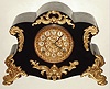 Ansonia Clock Co., New York, "Amiens" 8-day time and strike enameled iron mantel clock, c1904