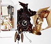 Clocks- 2 (Two) and watch and clock parts and tools: a modern cuckoo a Shulz 400 day clock, watch and clock movements, tools and spare parts