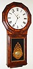 Seth Thomas Clock Co., Plymouth Hollow, Conn., "Regulator No. 1 Extra" wall clock 8 day time and strike weight driven movement in rosewood veneered mahogany case with reverse painted tablet and painted metal dial, c1875