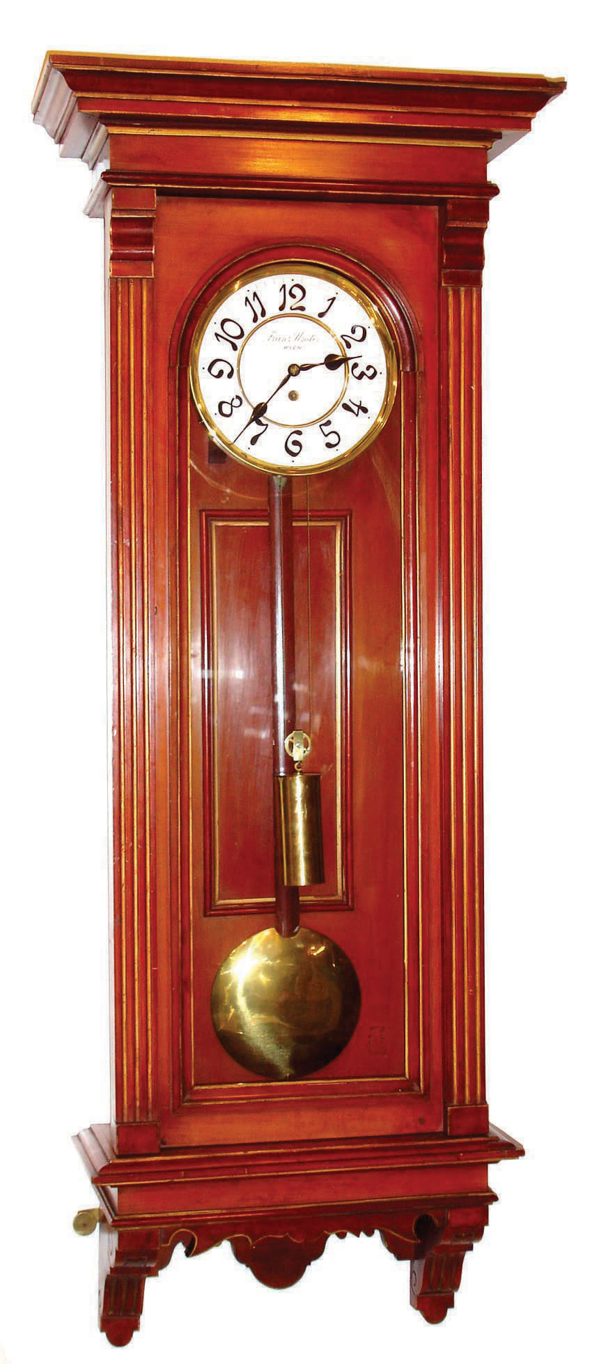 Austrian, Franz Under, Wien, unusual cherry cased "Vienna Regulator", 8-day time, with unusual Nouveau or Jugendstil dial, c1910 — Antique Clocks Price Guide