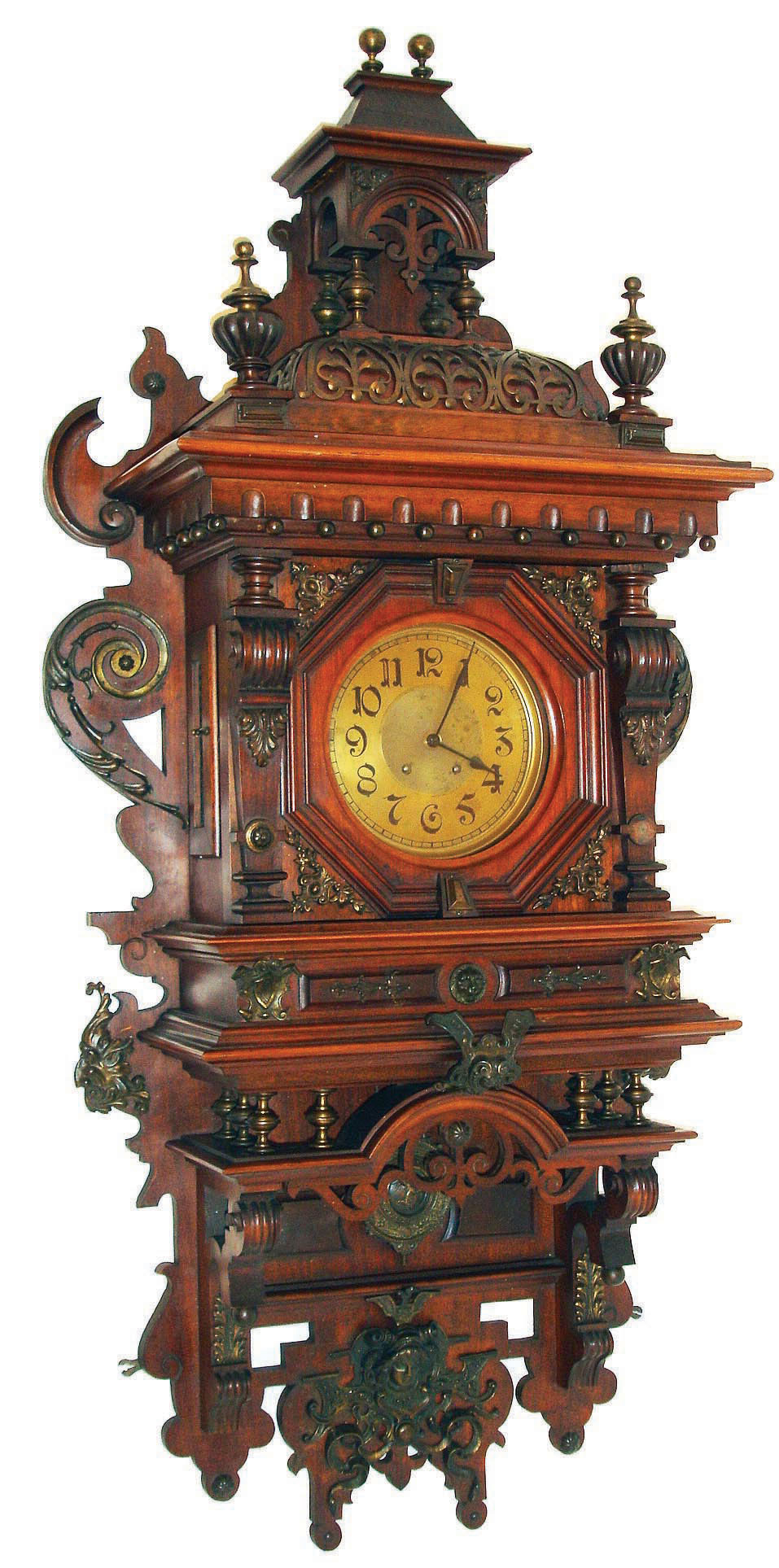 German, Lenzkirch, immense and ornate "Freischwinger" or free-swinger with pendulum open in bottom section, serial #824349, c1885 — Antique Clocks Price Guide