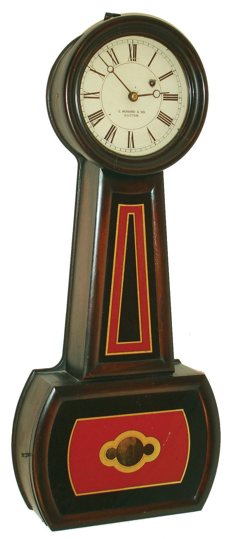 E. Howard & Co., Boston, Mass., "Regulator No. 5", 8 day, weight brass movement wall clock or timepiece, c1900 — Antique Clocks Price Guide