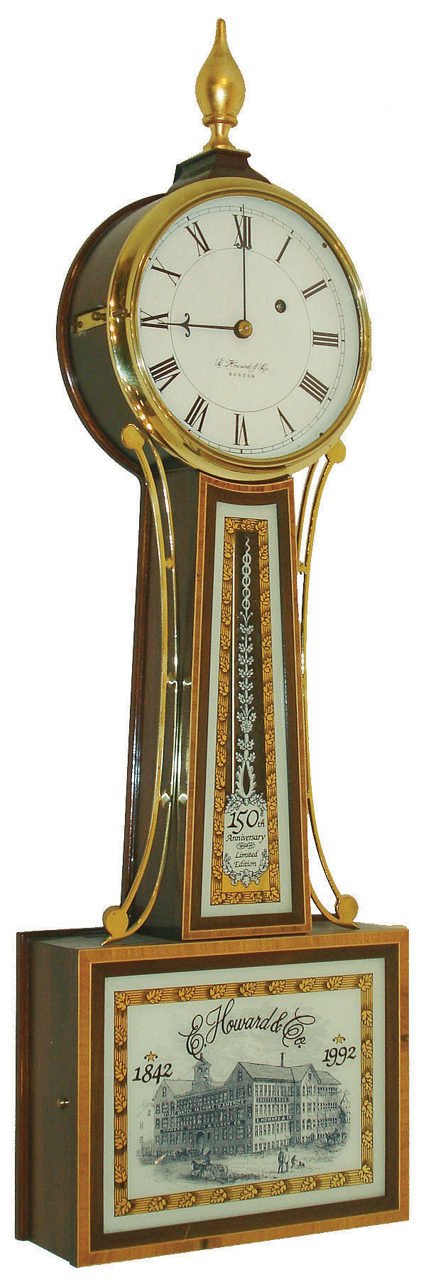 E. Howard & Co., Boston, Mass., 8 day, weight brass movement patent or banjo clock or timepiece, c1992 — Antique Clocks Price Guide