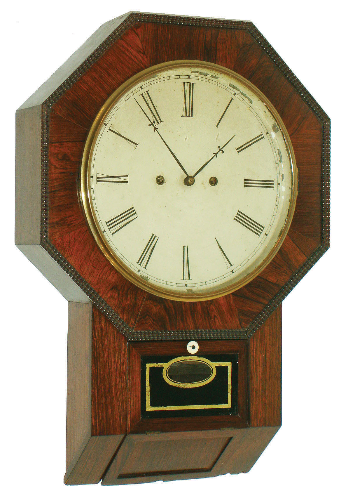 Atkins, Whiting & Clock Co., Bristol, Conn., 30 day, wagon spring ripple molding wall timepiece, c1855 — Antique Clocks Price Guide