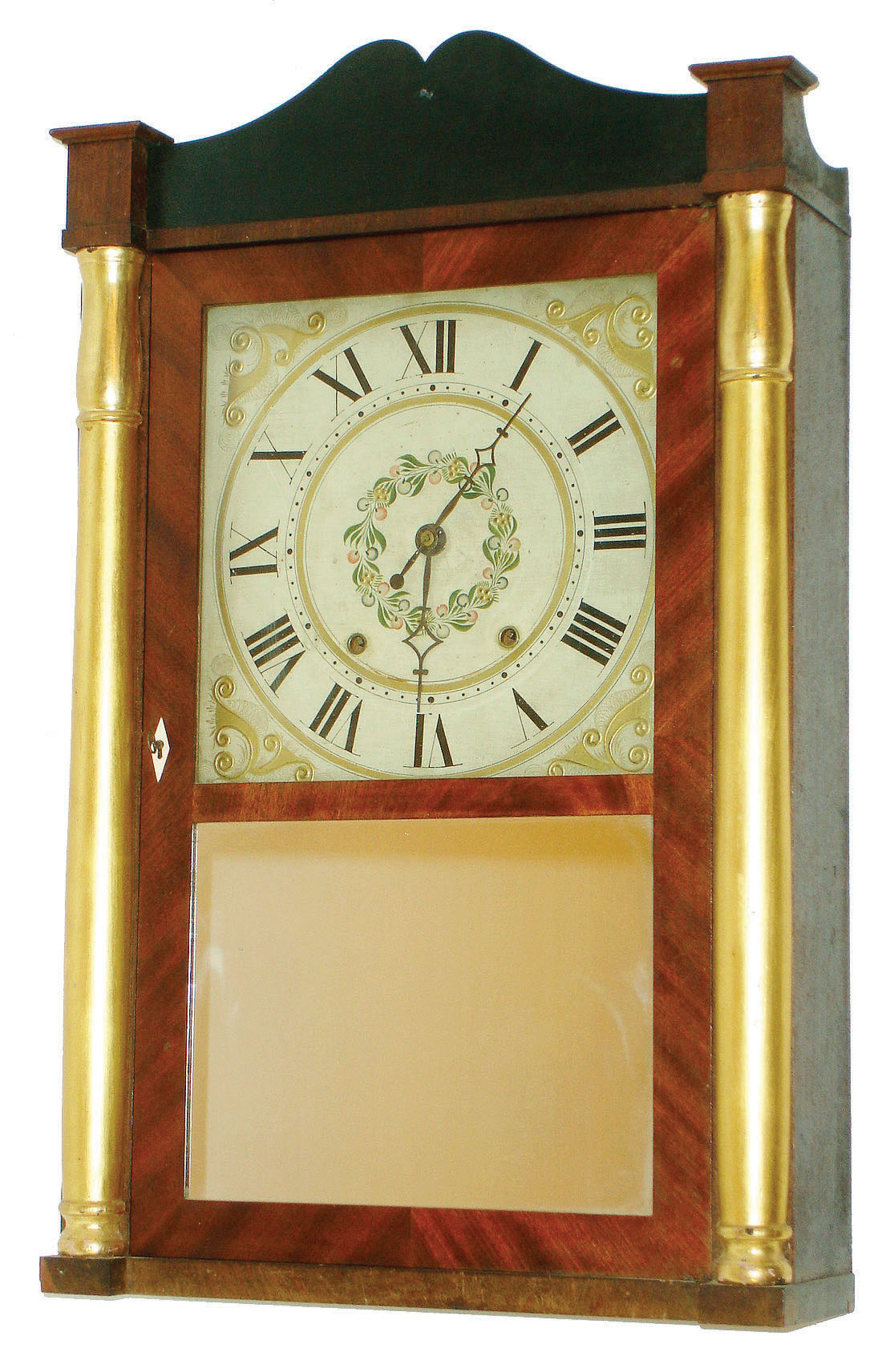 M. & E. Blakeslee, Plymouth, Conn., 30 hour, time and strike wood movement half column and splat shelf clock.  c.1832 — Antique Clocks Price Guide