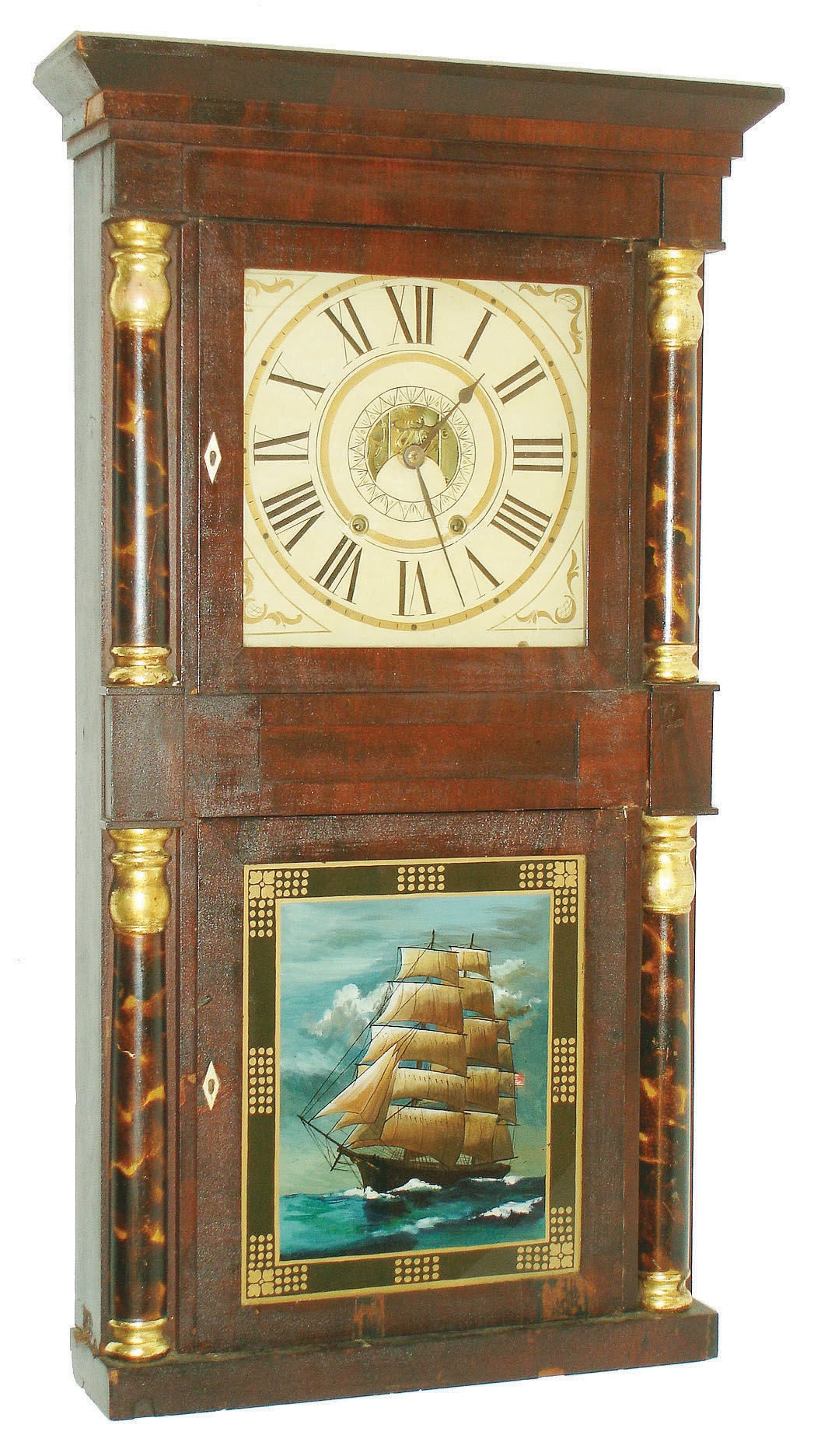 C. & N. Jerome, Bristol, Conn., 8 day, time and strike double decker shelf clock, c1835 — Antique Clocks Price Guide