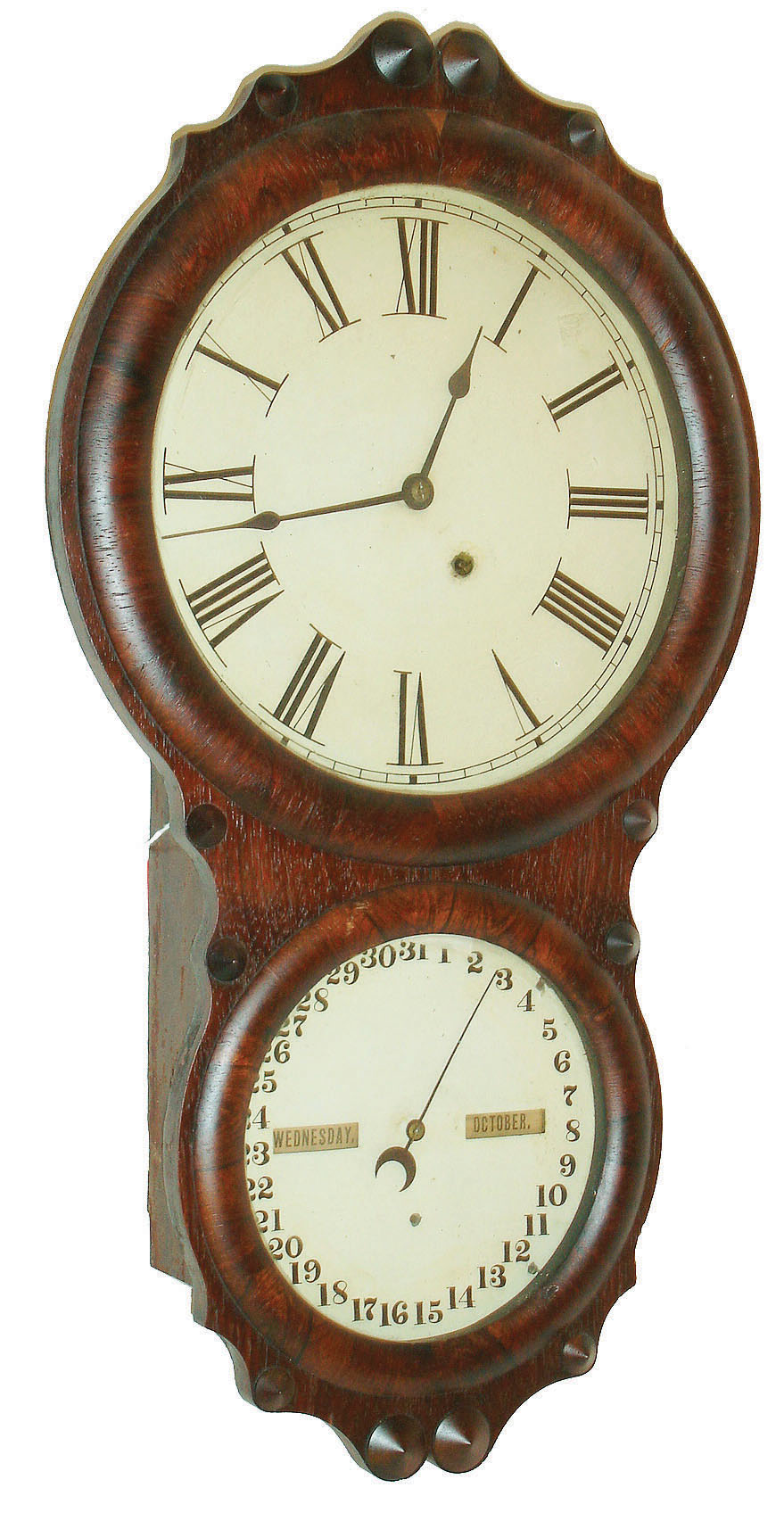 Seth Thomas Clock Co., Thomaston, Conn., "Office Calendar No. 4", 8 day, spring brass movement wall calendar clock or timepiece, c1870 — Antique Clocks Price Guide
