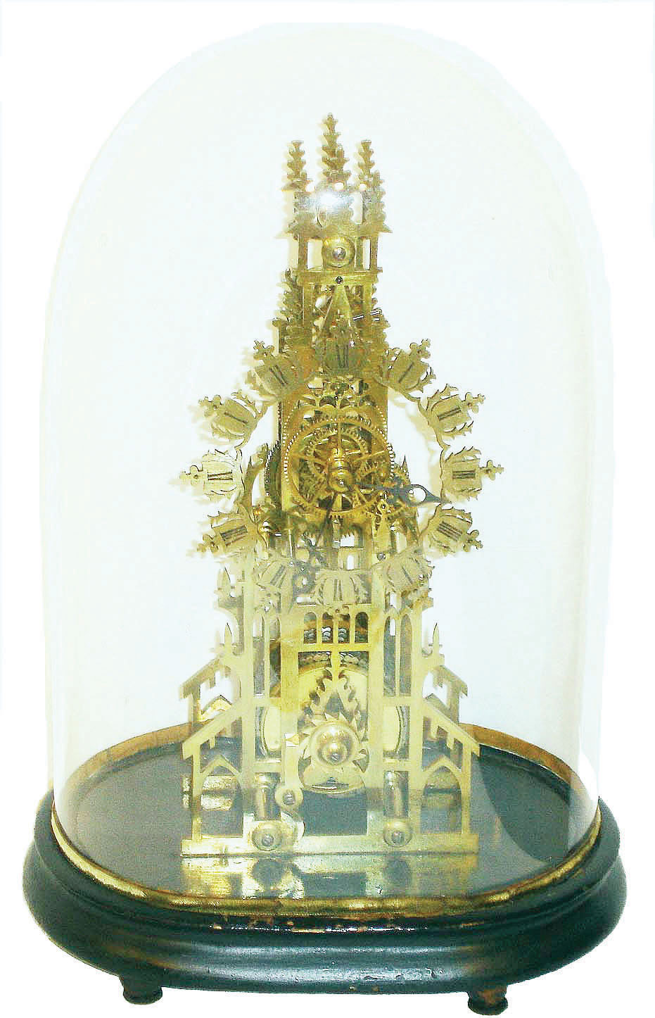 English, single fusee timepiece skeleton clock, attributed to John Smith & Sons, Clerkenwell, and with an old dome and base, c1875 — Antique Clocks Price Guide