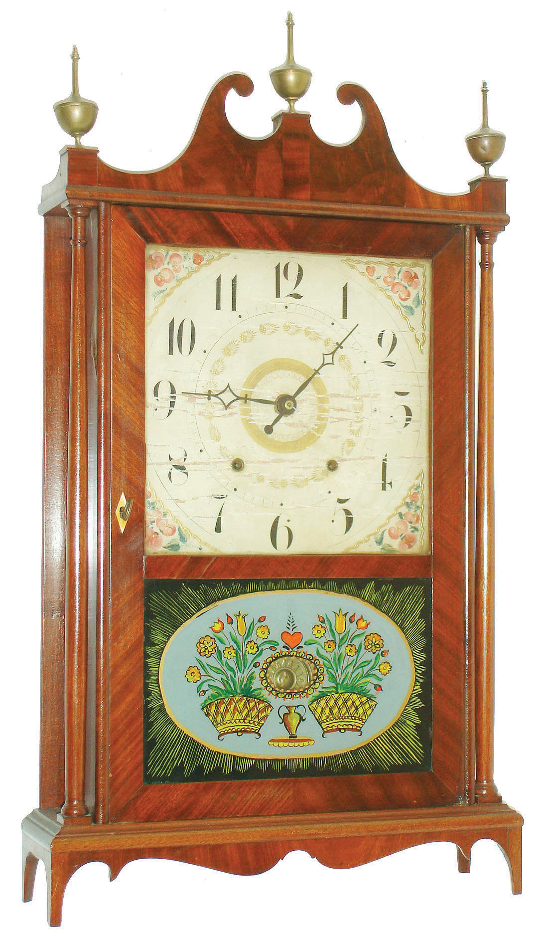Seth Thomas, Plymouth, Conn., 30 hour, time and strike wood movement pillar & scroll shelf clock, c1825 — Antique Clocks Price Guide
