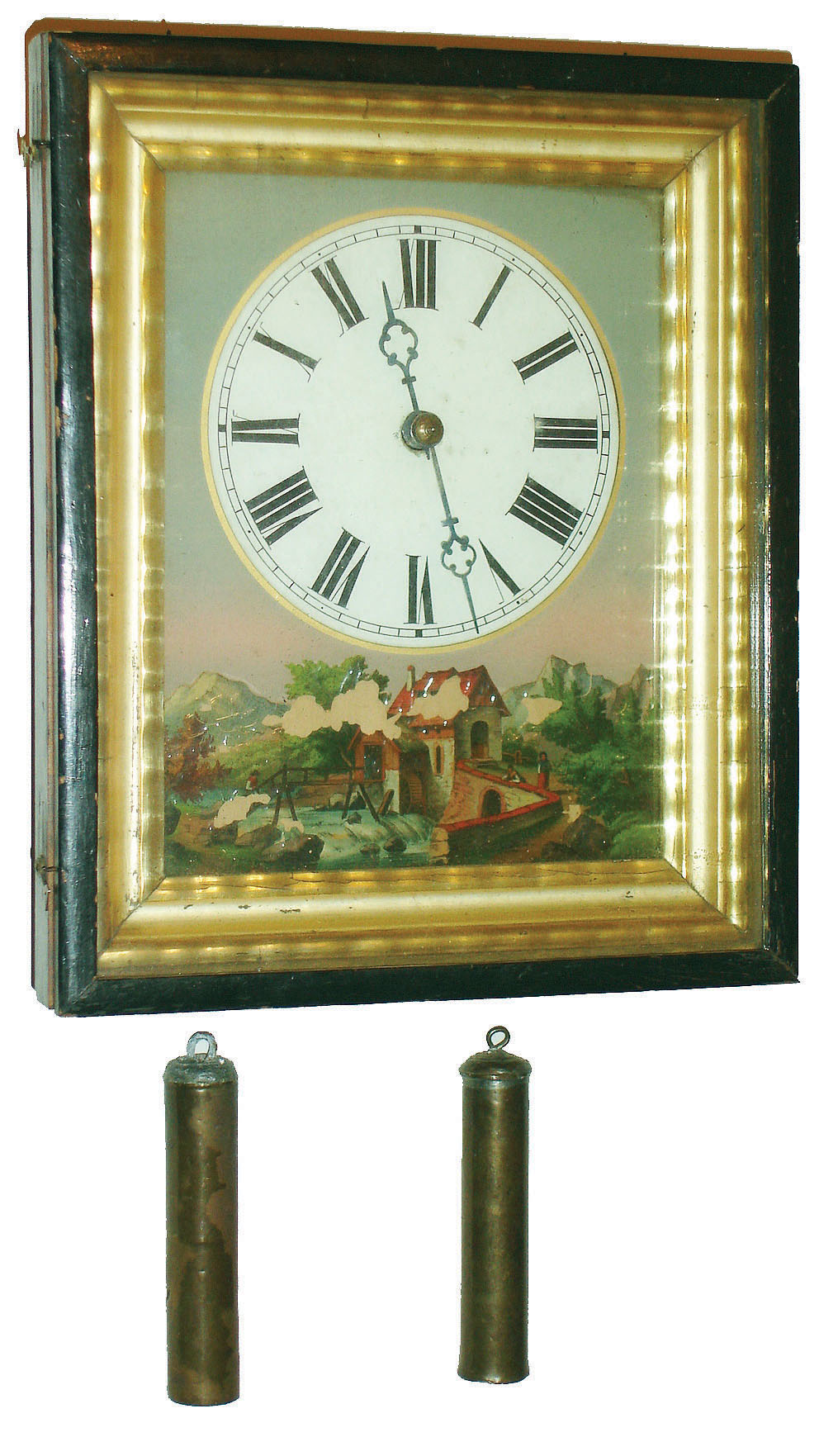 German, Black Forest, picture frame 30 hour weight driven wall clock, c1850 — Antique Clocks Price Guide