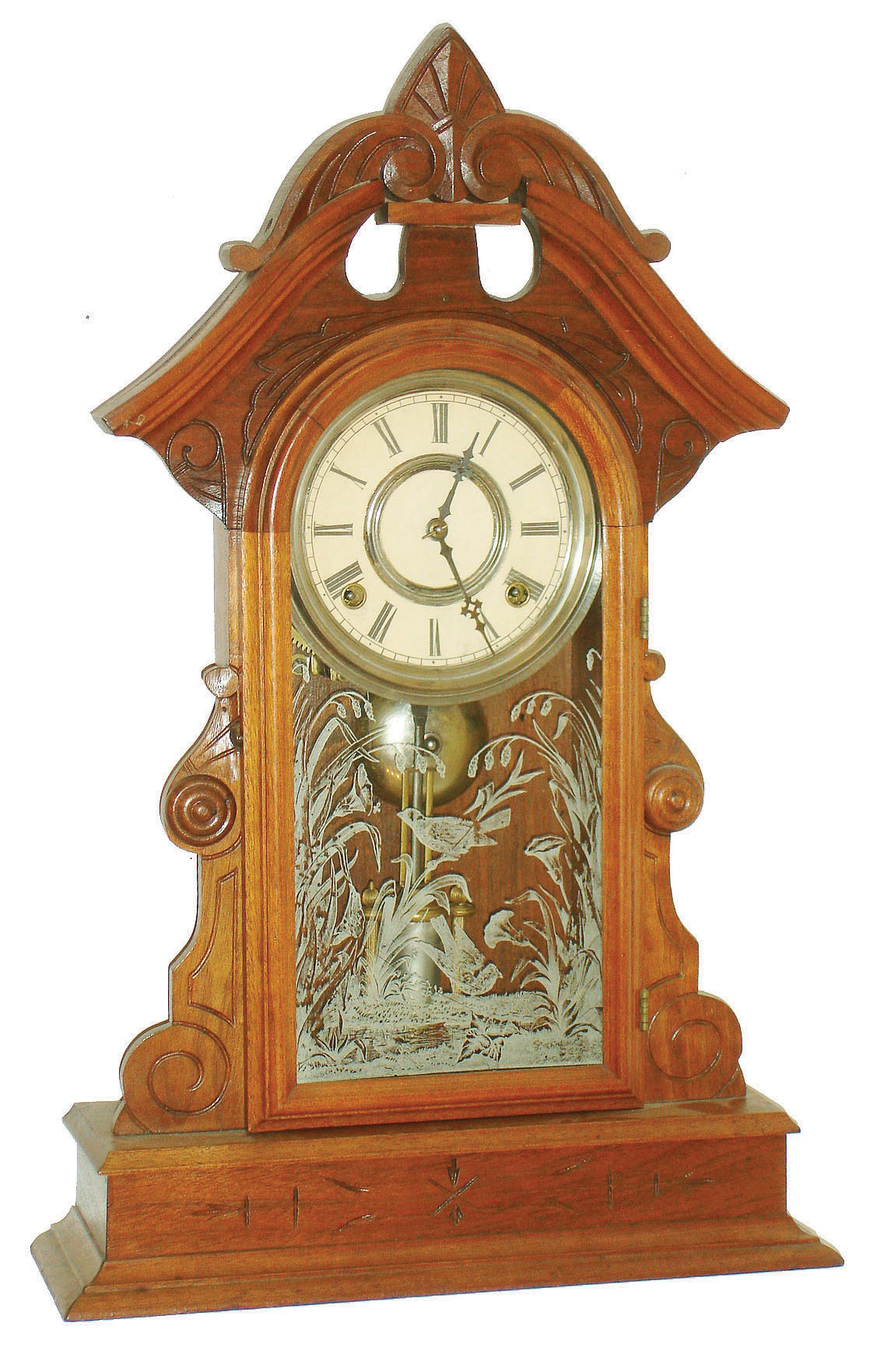 William L. Gilbert Clock Co., Winsted, Conn., "Lapwing", 8 day, time and strike shelf clock, c1879 — Antique Clocks Price Guide