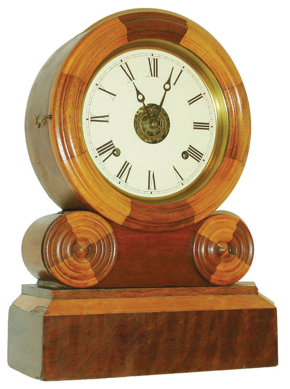 E. Ingraham & Co., Bristol, Conn., "Grecian Mosaic" 8 day, time, strike and alarm shelf clock, c1871 — Antique Clocks Price Guide