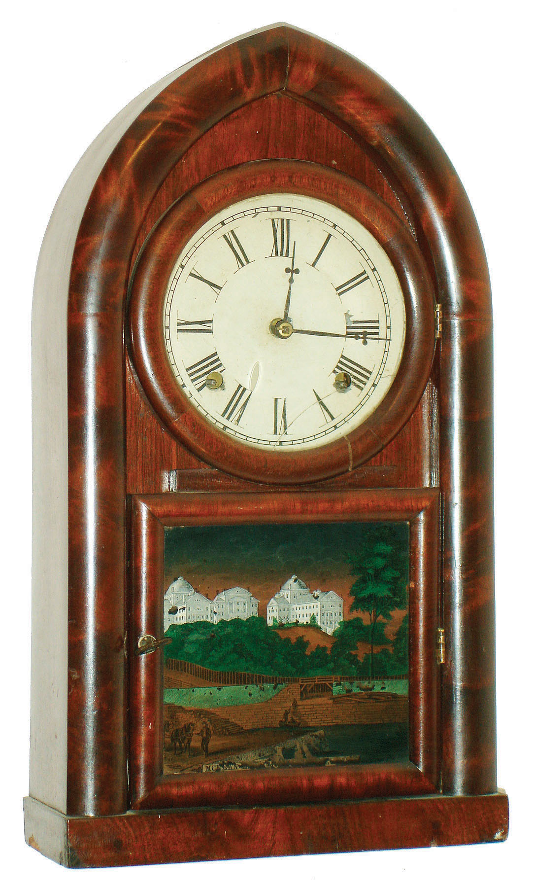 Pomeroy & Parker, Bristol, Conn.,  8 day, time and strike round gothic or beehive shelf clock, c1852 — Antique Clocks Price Guide