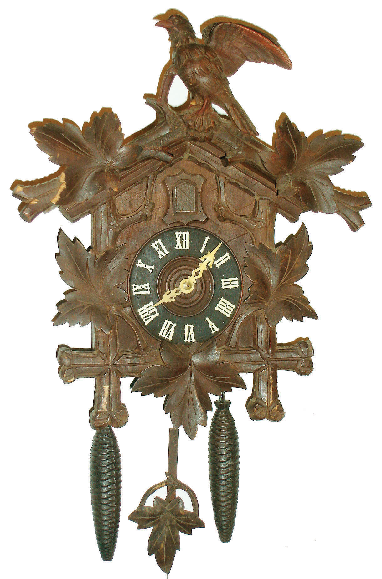 German carved walnut 30 hour two weight cuckoo clock, c1910 — Antique Clocks Price Guide