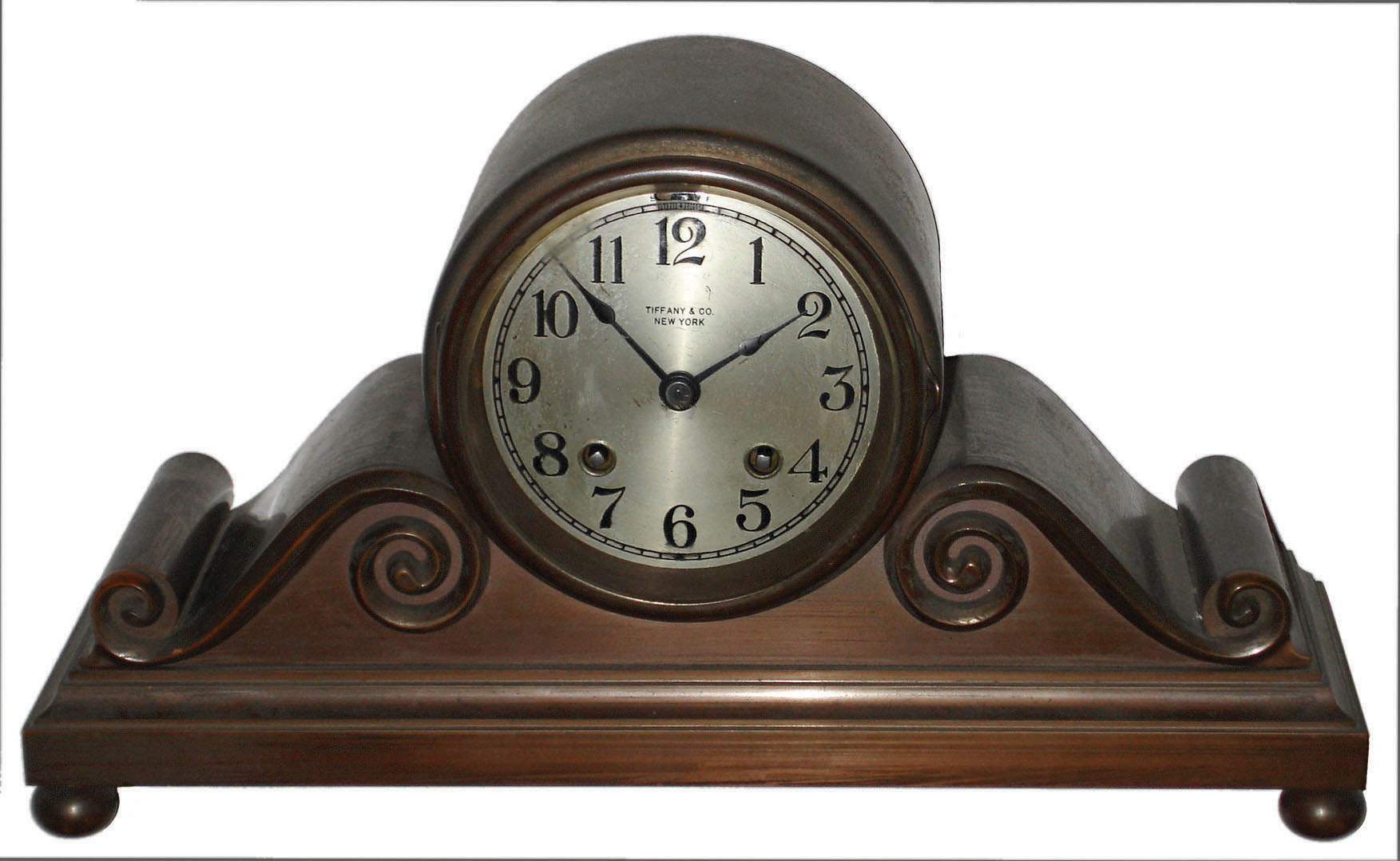 Chelsea, Clock Co, Boston, Mass.,  "Tambour No. 3"  cast bronze 8 day time and house strike mantel clock for Tiffany & Co., New York , 1919. — Antique Clocks Price Guide