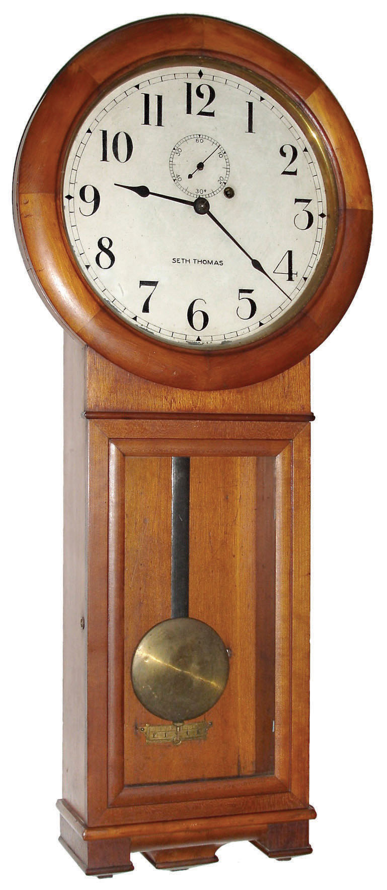Seth Thomas Clock Co., Thomaston, Conn., "Regulator No. 2" cherry 8 day time only weight driven wall clock, dated 1897 — Antique Clocks Price Guide