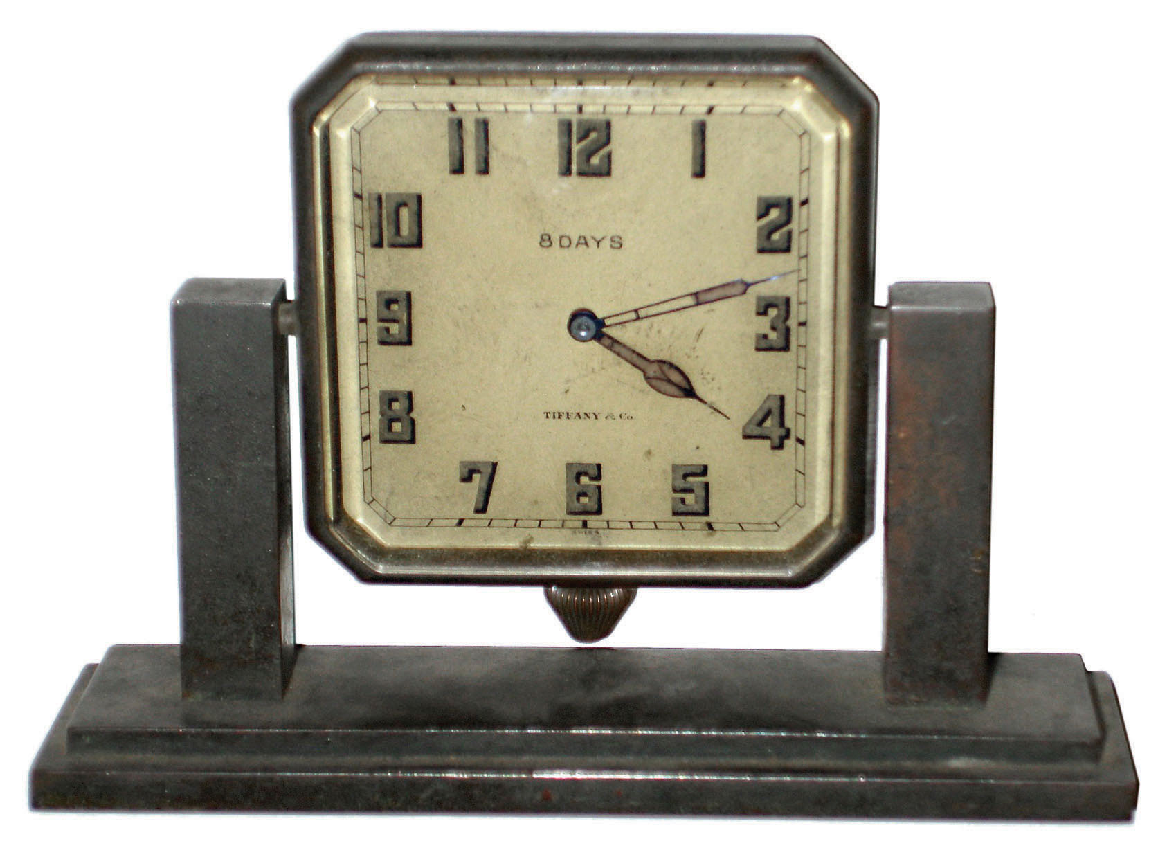 Concord Watch Co, Swiss brass 8 day 15 jewel 3 adjustment bronze desk clock for Tiffany & Co., 1928 — Antique Clocks Price Guide