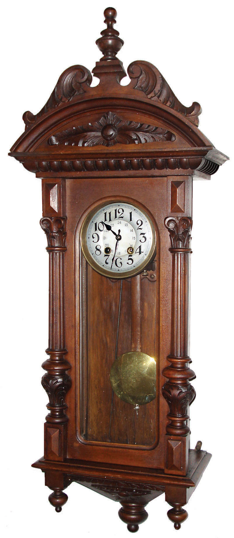 Austrian walnut 8 day time and strike wall clock with Japy Freres movement, c1905 — Antique Clocks Price Guide