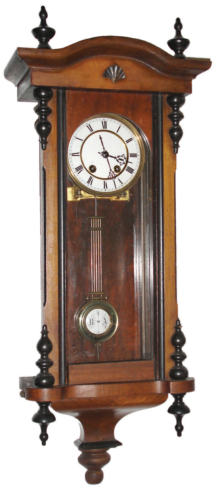 Lenzkirch, Germany, R/A walnut 8 day time and strike spring wound wall clock, c1880 — Antique Clocks Price Guide