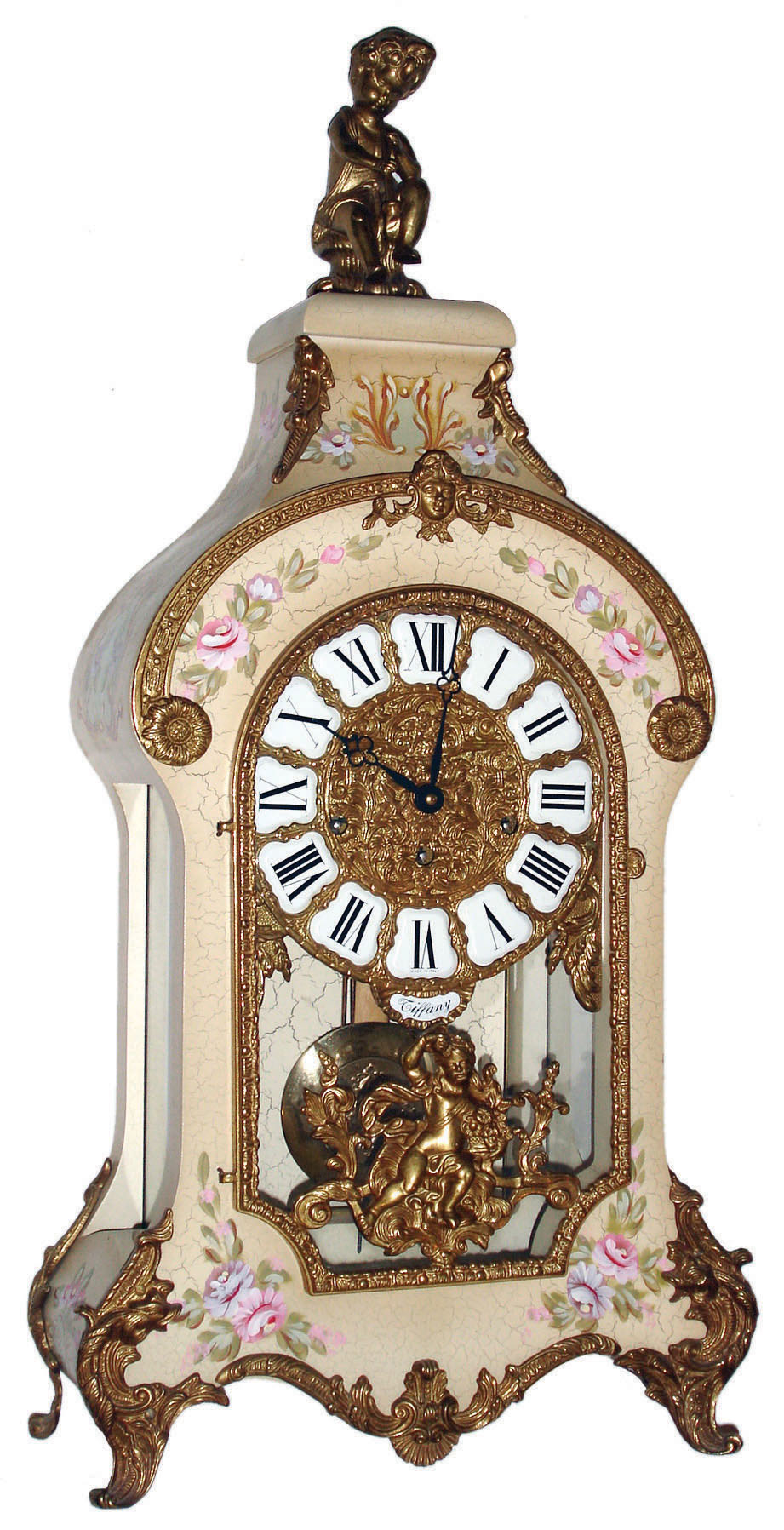 Tiffany Louis XVI style 8 day time and strike reproduction bracket clock, made in Italy with German Westminster chime movement, 1982 — Antique Clocks Price Guide
