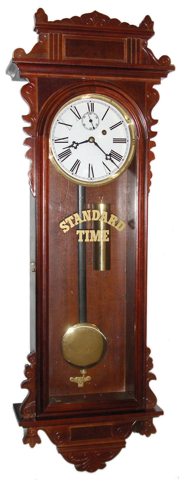 Korean stained wood 8 day time only weight driven wall clock, c1990 — Antique Clocks Price Guide