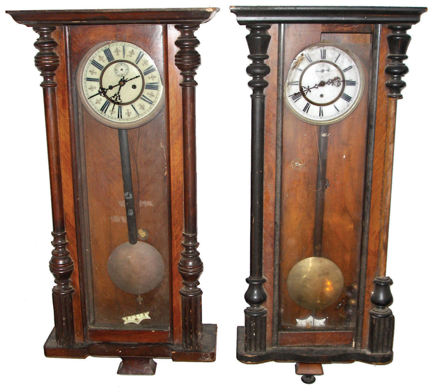 Clocks- 8 (Eight) German wood 8 day wall clocks, late 19th century — Antique Clocks Price Guide