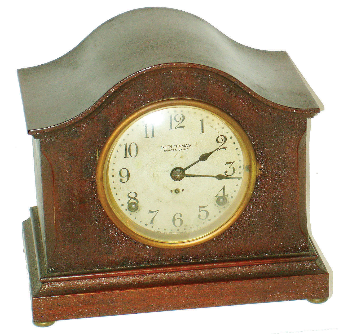 Seth Thomas Clock Co., Thomaston, Conn, "Chime Clock No. 55" 8 day, time and strike four bell Sonora chime mantel clock, c1914 — Antique Clocks Price Guide