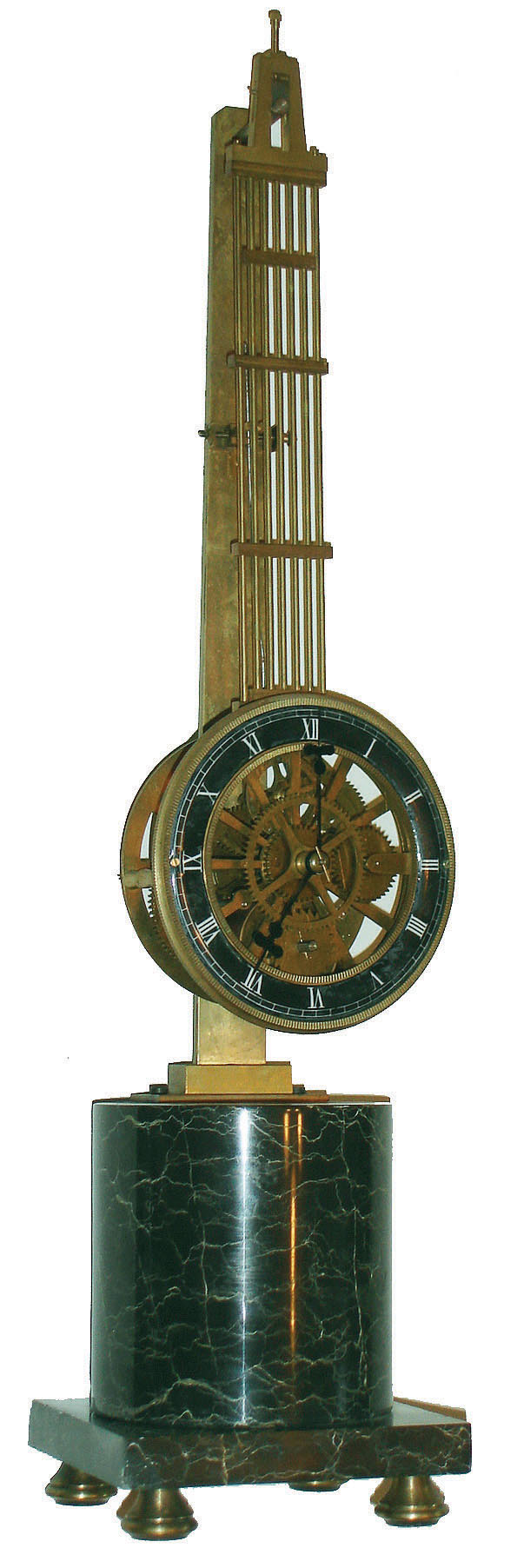 Reproduction unsigned Asian upside-down 8 day swinger in style of Huguenin A Paris, (no base or glass dome),  modern — Antique Clocks Price Guide