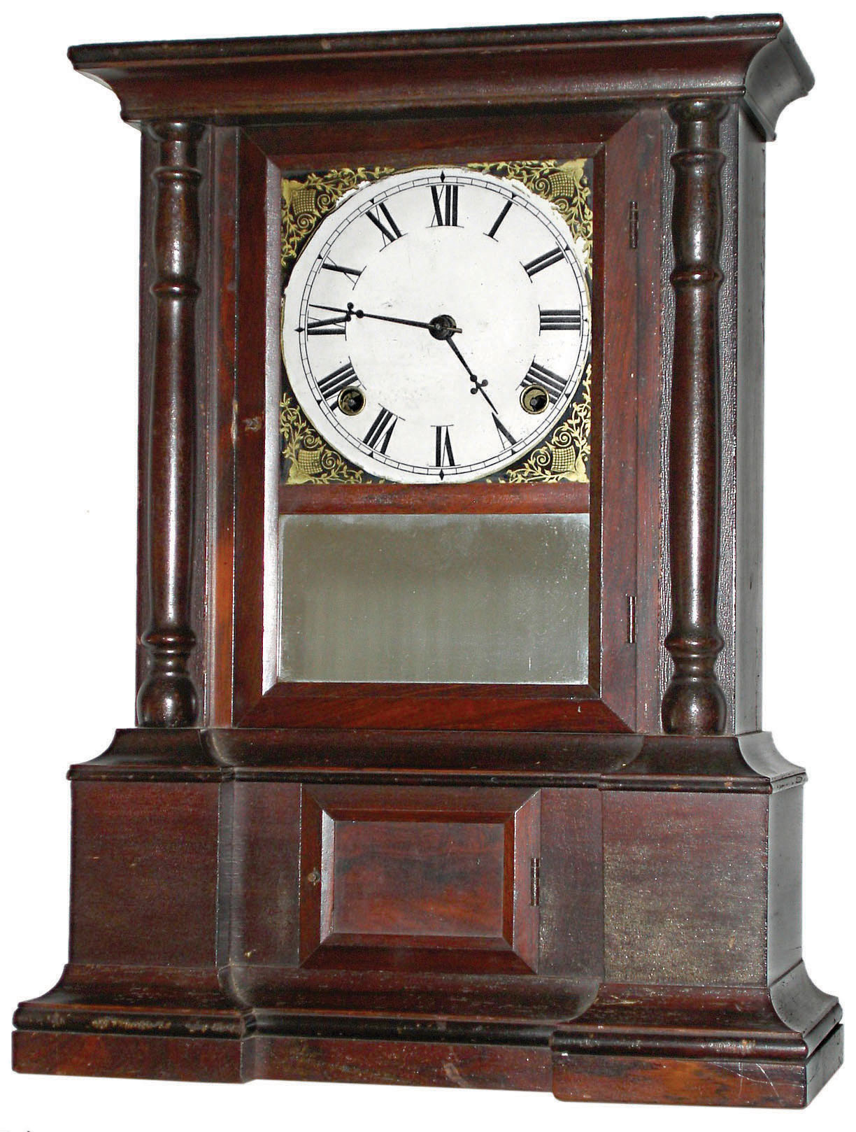 Atkins Clock Co., Bristol Conn., "London" model, 8-day time and gong strike rosewood mantel clock, c1870 — Antique Clocks Price Guide