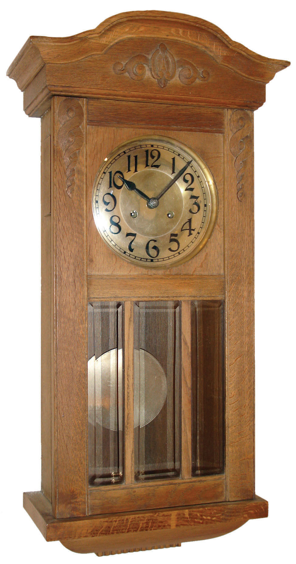 Clocks- 2 (Two) German 8 day time and strike clocks: unsigned oak wall clock; inlaid mahogany mantel clock; early 20th century — Antique Clocks Price Guide