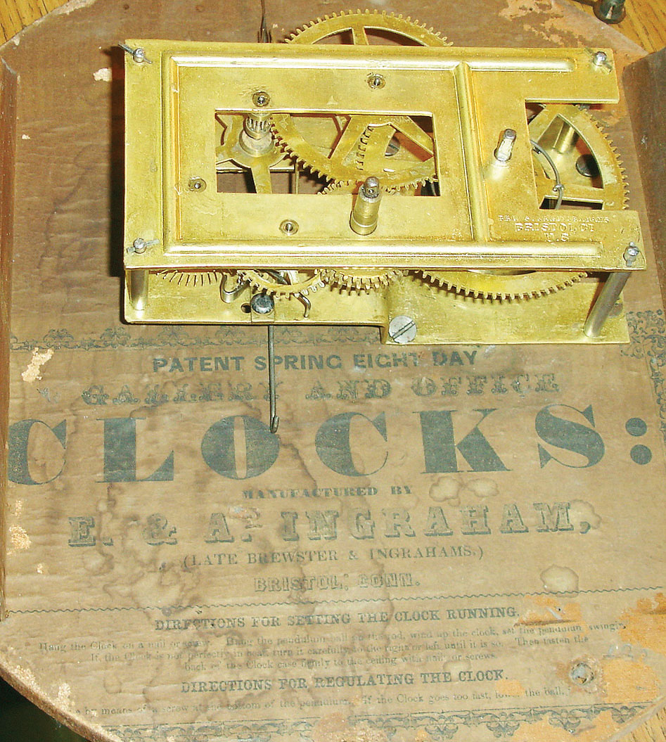 E. & A. Ingraham, Bristol, Conn., 8 day gilt gallery timepiece, c1855 — Antique Clocks Price Guide