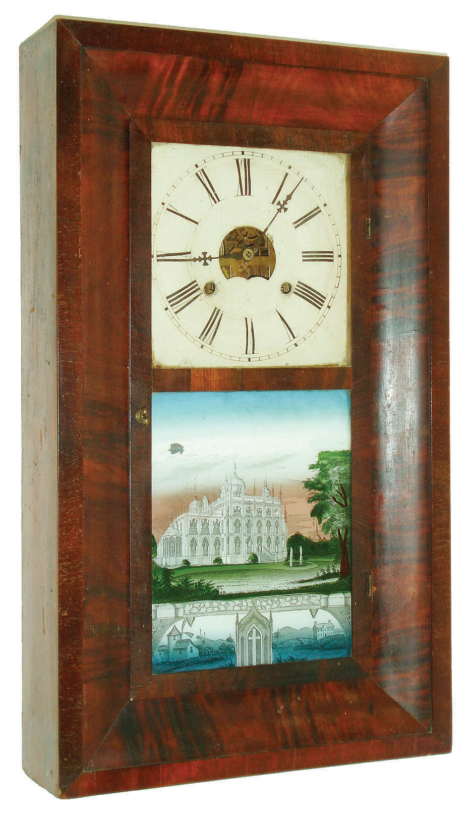 E.C. Brewster & Son, Bristol, Conn., 30 hour, time and strike weight brass movement OG shelf clock, c1855 — Antique Clocks Price Guide
