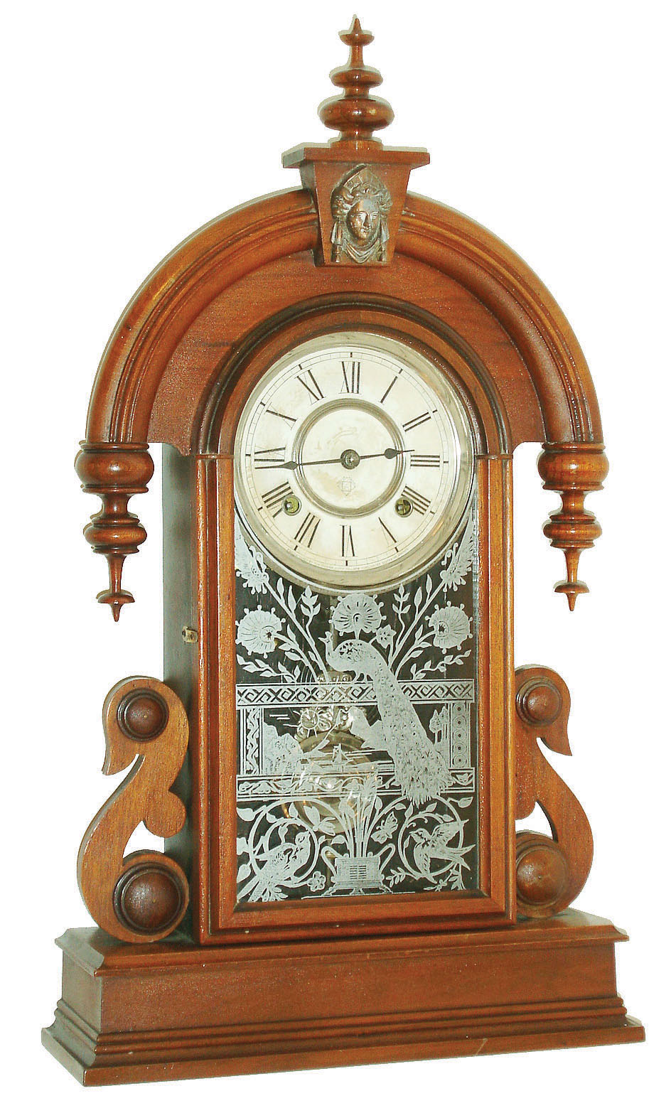 Ansonia Clock Co., Ansonia, Conn., "Parisian",  8 day, time and strike walnut mantel clock, c1880 — Antique Clocks Price Guide