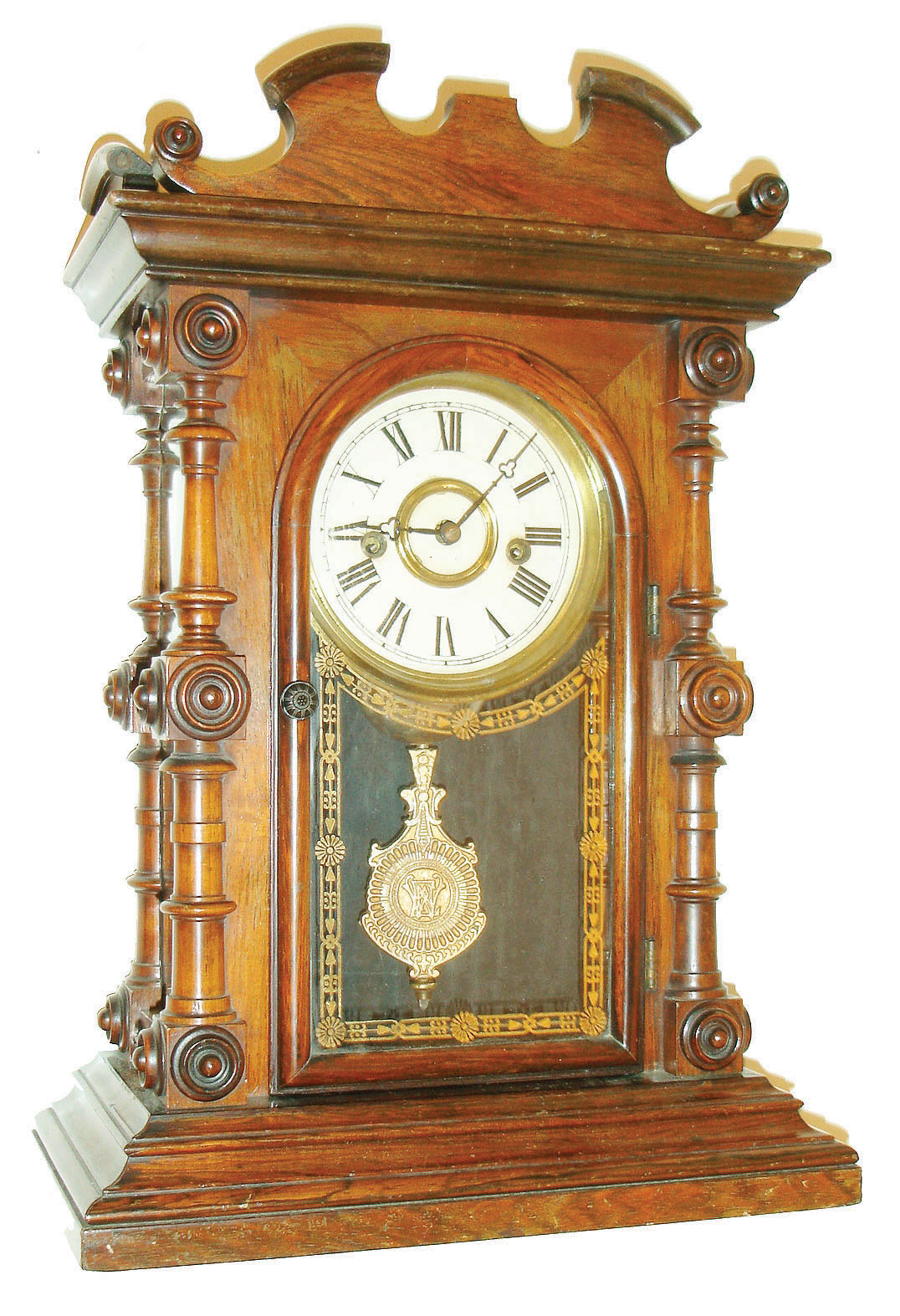Welch, Spring & Co., Forestville, Conn., "Cary, V.P.", 8 day, time and strike rosewood mantel clock, c1880 — Antique Clocks Price Guide