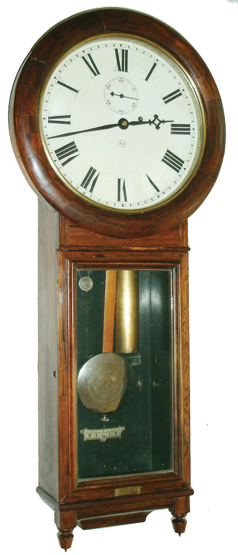 Seth Thomas Clock Co., Thomaston, Conn., "Regulator No. 1" rosewood 8 day weight driven time only wall clock, dated 1885 — Antique Clocks Price Guide