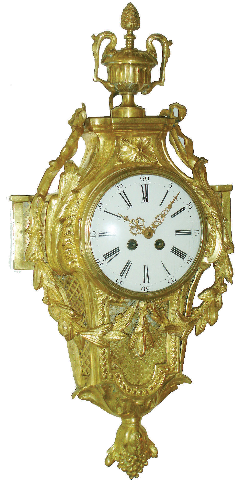 French cast brass 8 day time and strike cartel wall clock, c1880 — Antique Clocks Price Guide