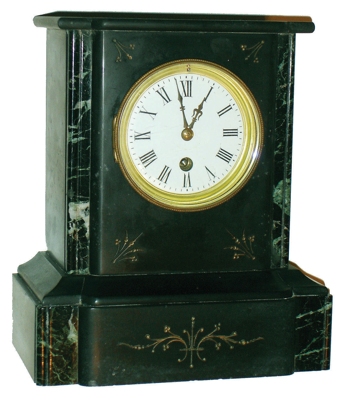 French black marble 8 day time only mantel clock, c1900 — Antique Clocks Price Guide
