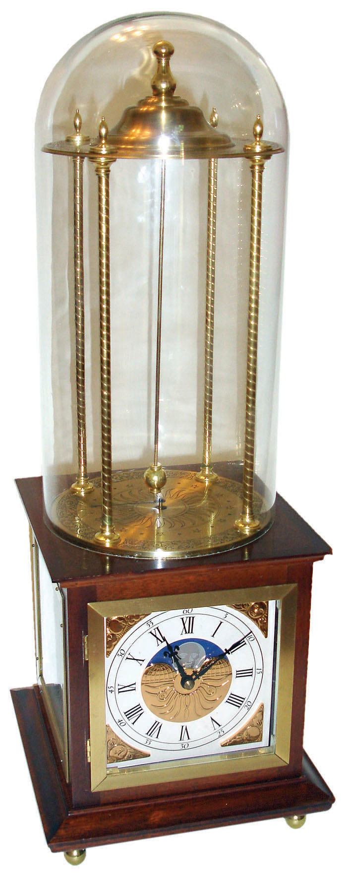 Franklin Mint reproduction of "The Old Royal Observatory Conical Pendulum Clock", mahogany, glass and lacquered brass, 8 day fusee works, c1983 — Antique Clocks Price Guide